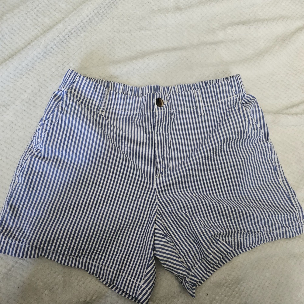 Old Navy Blue and White Striped High-Waist Women's Shorts